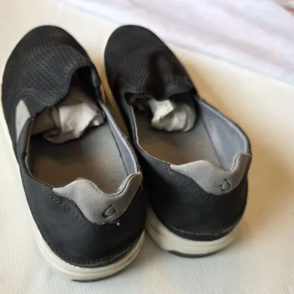 Olukai Lae' Ahi Mesh Shoes Men Size 11 Black Breathable Slip On Casual Comfort