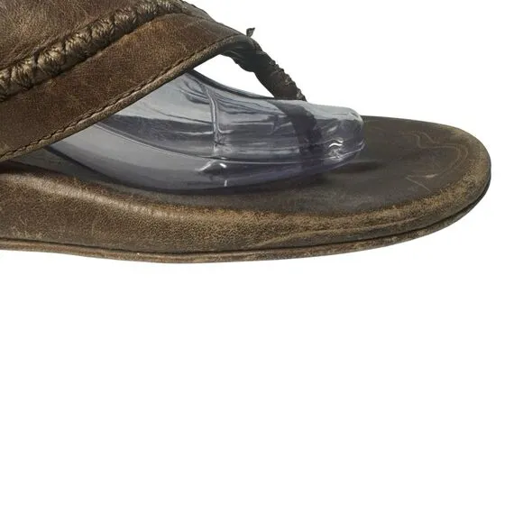 Olukai Mea Ola Flip Flop Men's Size 10 Brown Leather Casual Slippers Sandals