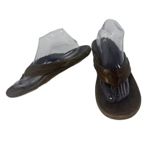 Olukai Mea Ola Flip Flop Men's Size 10 Brown Leather Casual Slippers Sandals