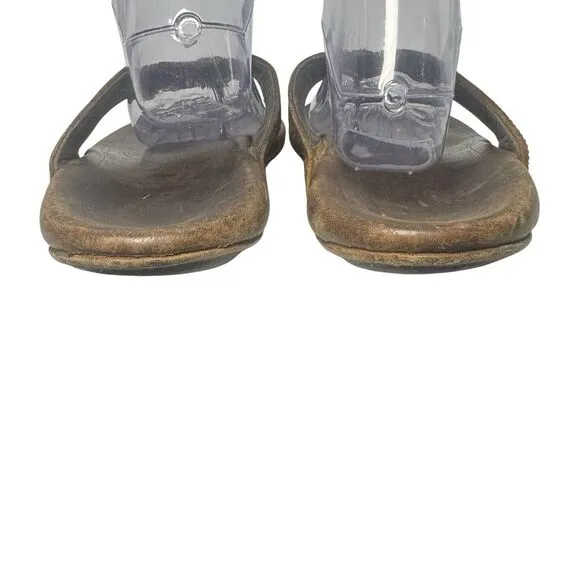 Olukai Mea Ola Flip Flop Men's Size 10 Brown Leather Casual Slippers Sandals