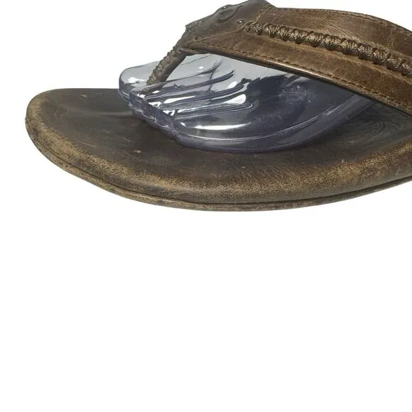 Olukai Mea Ola Flip Flop Men's Size 10 Brown Leather Casual Slippers Sandals