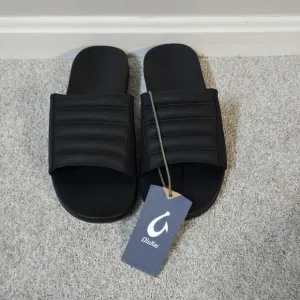 OluKai Men's Maha Olu Slide Sandals Black / Black Sz 9 NWT Beach