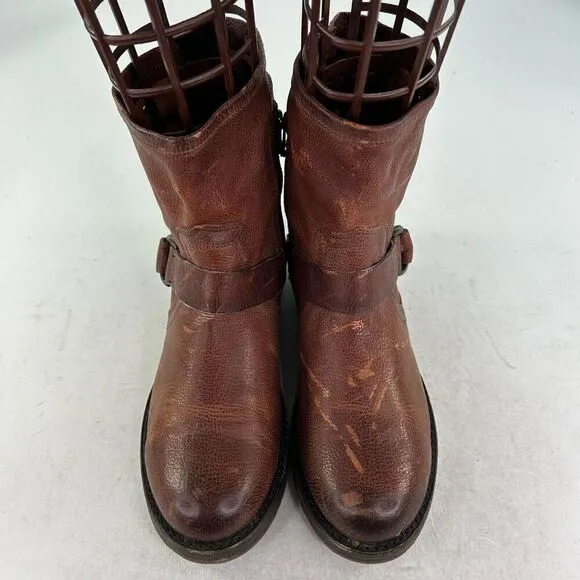 Olukai Nahuku Short Womens Distressed Brown Moto Boot US 8 Harness Ankle Boots