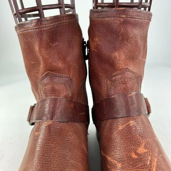 Olukai Nahuku Short Womens Distressed Brown Moto Boot US 8 Harness Ankle Boots