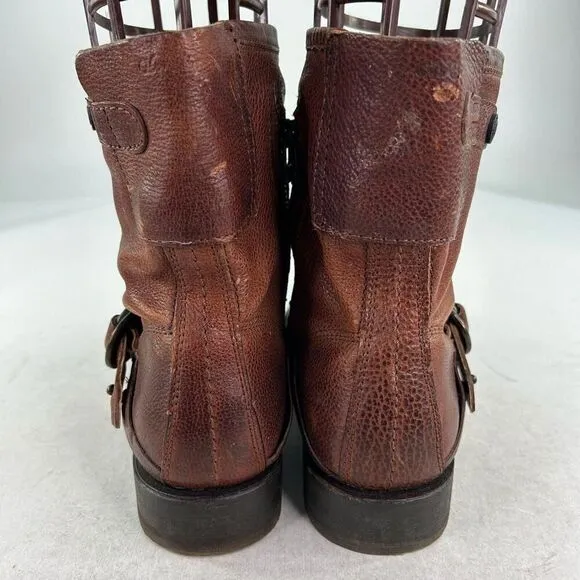 Olukai Nahuku Short Womens Distressed Brown Moto Boot US 8 Harness Ankle Boots