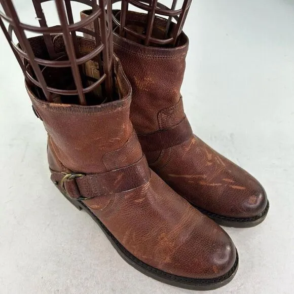 Olukai Nahuku Short Womens Distressed Brown Moto Boot US 8 Harness Ankle Boots