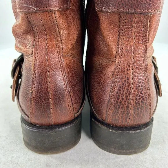 Olukai Nahuku Short Womens Distressed Brown Moto Boot US 8 Harness Ankle Boots