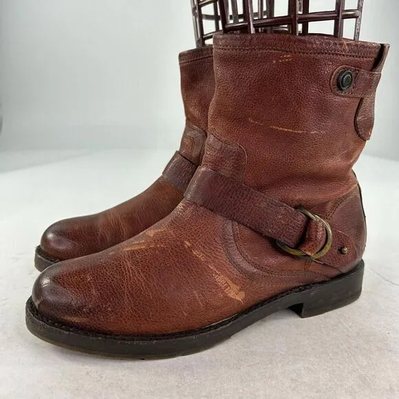 Olukai Nahuku Short Womens Distressed Brown Moto Boot US 8 Harness Ankle Boots