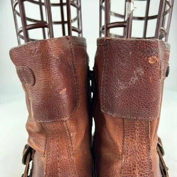 Olukai Nahuku Short Womens Distressed Brown Moto Boot US 8 Harness Ankle Boots