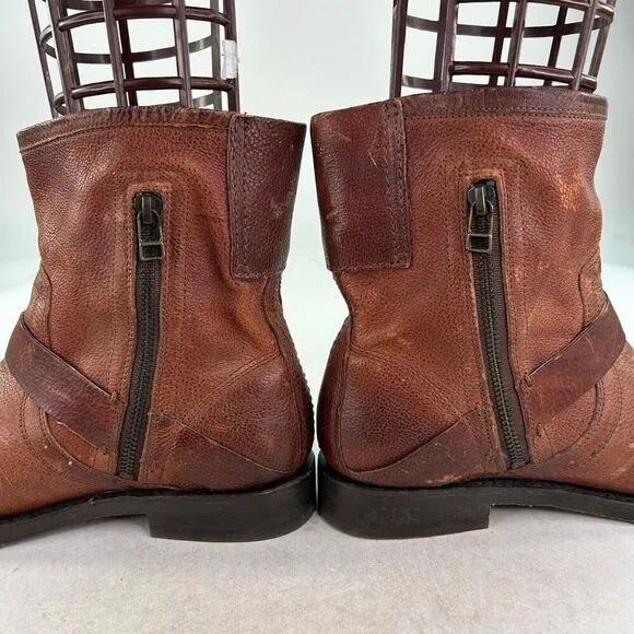 Olukai Nahuku Short Womens Distressed Brown Moto Boot US 8 Harness Ankle Boots