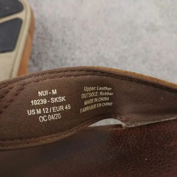 Olukai Nui Flip Flop Sandals Mens 12 Shoes Brown Leather Beach Surfing