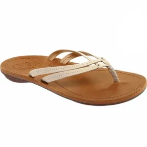 OluKai U’i Cream Leather Braided Thong Flip Flop Sandals Womens Sz 6 Boho Beach