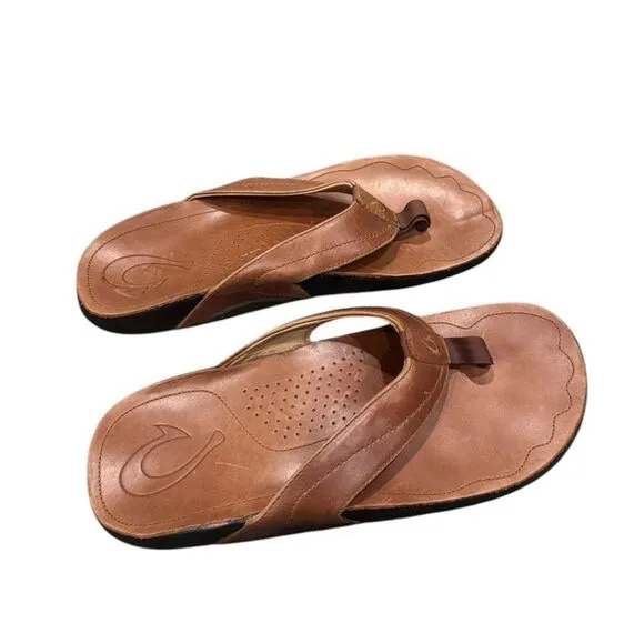 OluKai Kumu Leather Sandals in tan men’s 9