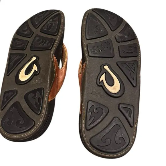 OluKai Kumu Leather Sandals in tan men’s 9