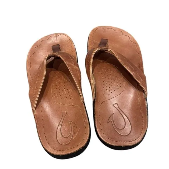 OluKai Kumu Leather Sandals in tan men’s 9