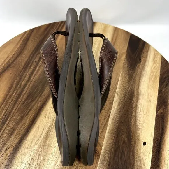 Olukai Ohana Leather Flip Flop Thongs Sandals Brown Men's US Size 13 (EU 48)
