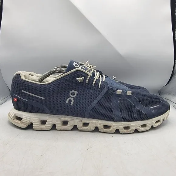 On Cloud 5 Mens 11.5 Denim Blue White Athletic Lightweight Shoes Outdoors Casual