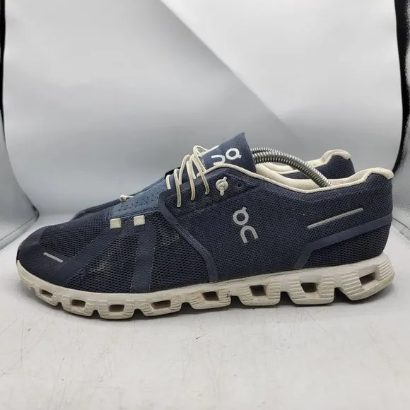 On Cloud 5 Mens 11.5 Denim Blue White Athletic Lightweight Shoes Outdoors Casual