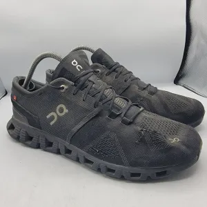 On Cloud X Mens 10.5 Triple Black Asphalt Athletic Sneaker Shoes Running