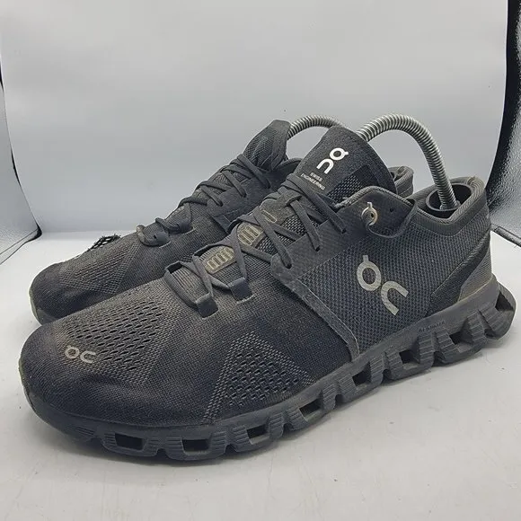 On Cloud X Mens 10.5 Triple Black Asphalt Athletic Sneaker Shoes Running