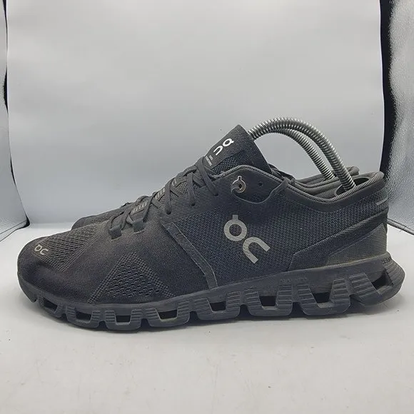 On Cloud X Mens 10.5 Triple Black Asphalt Athletic Sneaker Shoes Running