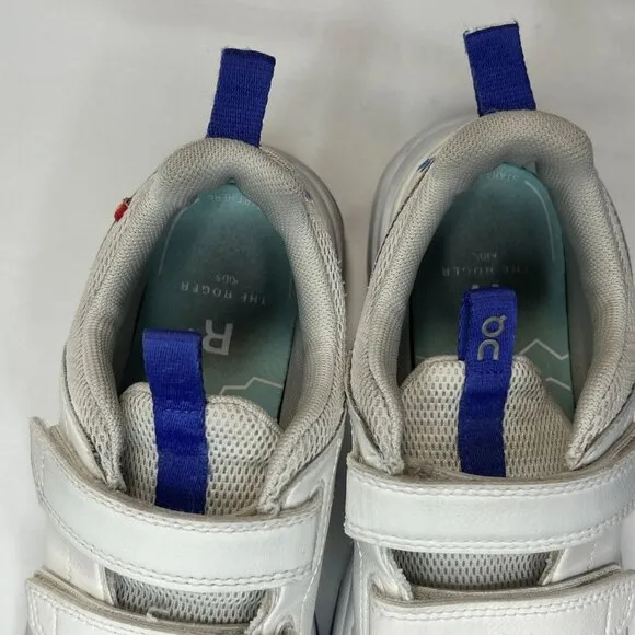 On Running kids Roger logo-print leather low-top Sneakers white hook loop 2.5