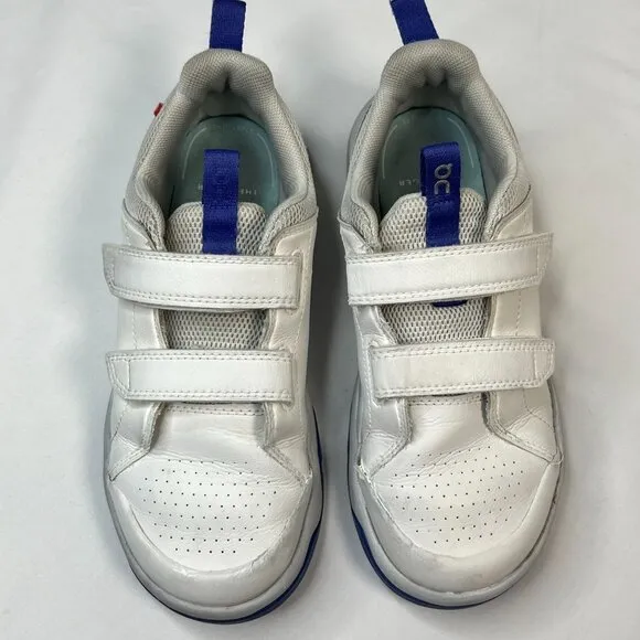 On Running kids Roger logo-print leather low-top Sneakers white hook loop 2.5