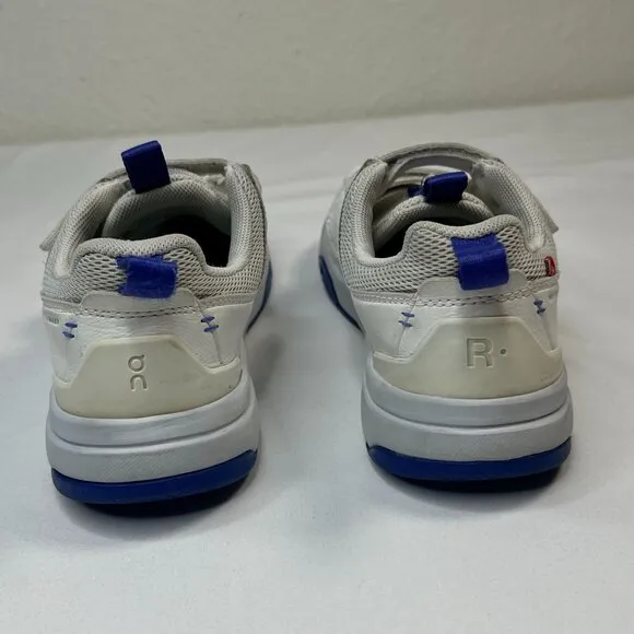 On Running kids Roger logo-print leather low-top Sneakers white hook loop 2.5