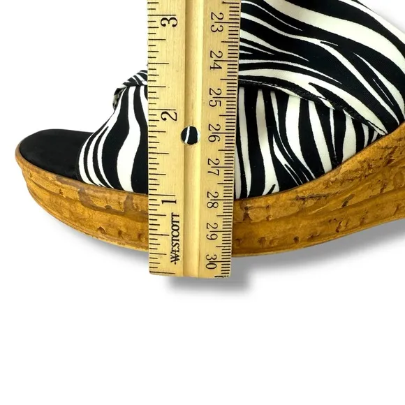 Onex Made in Italy Christina Zebra Stripe Wedge Sandals, White Zebra, Size 40