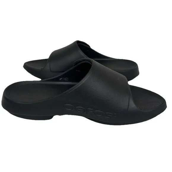 Oofos OOahh Sport Flex Sandals Black Matte Slip On Comfort Support Men's 14
