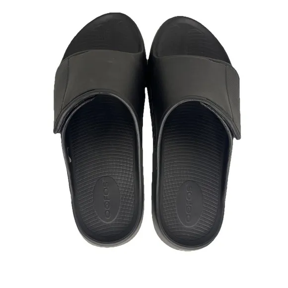 Oofos OOahh Sport Flex Sandals Black Matte Slip On Comfort Support Men's 14