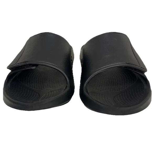 Oofos OOahh Sport Flex Sandals Black Matte Slip On Comfort Support Men's 14