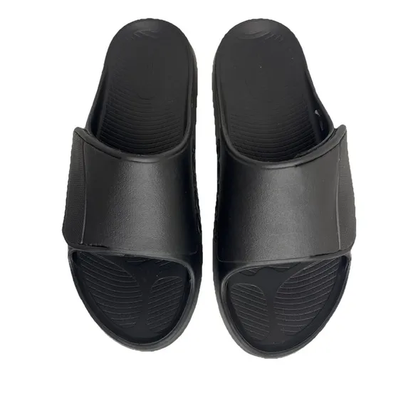 Oofos OOahh Sport Flex Sandals Black Matte Slip On Comfort Support Men's 14