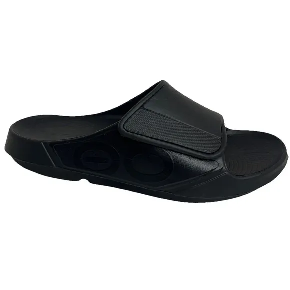 Oofos OOahh Sport Flex Sandals Black Matte Slip On Comfort Support Men's 14