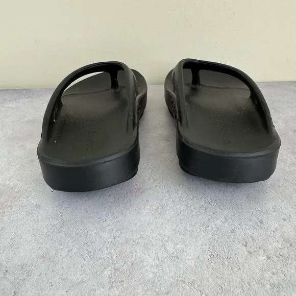 OOFOS OOlala Sandals Women's Size 7 Recovery Flip Flops Black Comfort Beach