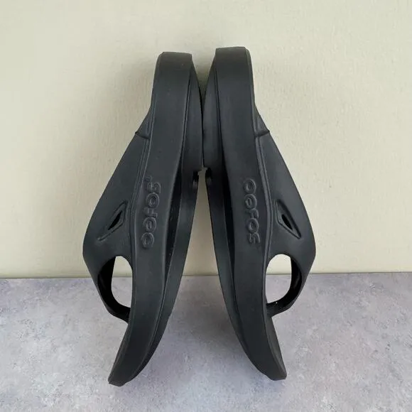 OOFOS OOlala Sandals Women's Size 7 Recovery Flip Flops Black Comfort Beach