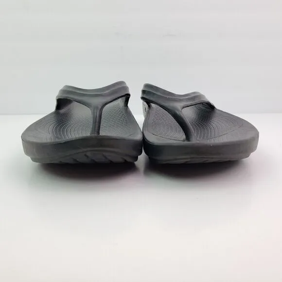 Oofos Oolala Womens Sz 10 Black Slip On Recovery Thong Flip Flops Sandals