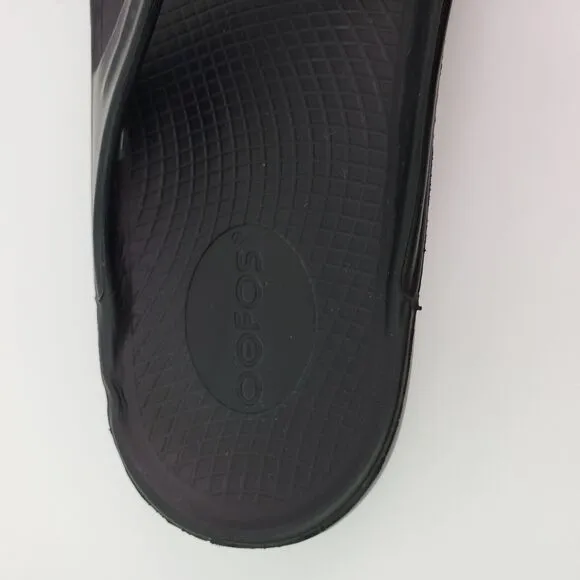 Oofos Oolala Womens Sz 10 Black Slip On Recovery Thong Flip Flops Sandals