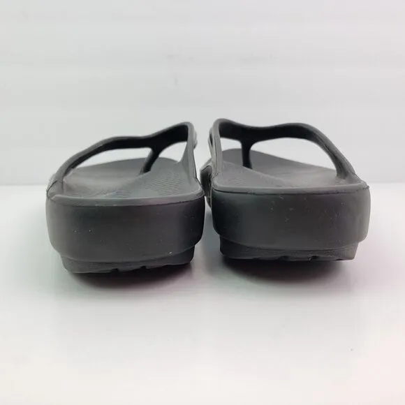 Oofos Oolala Womens Sz 10 Black Slip On Recovery Thong Flip Flops Sandals