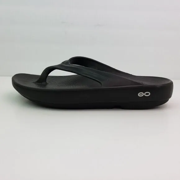 Oofos Oolala Womens Sz 10 Black Slip On Recovery Thong Flip Flops Sandals