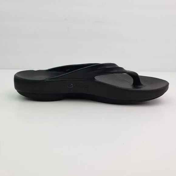 Oofos Oolala Womens Sz 10 Black Slip On Recovery Thong Flip Flops Sandals
