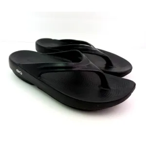 Oofos Oolala Womens Sz 10 Black Slip On Recovery Thong Flip Flops Sandals