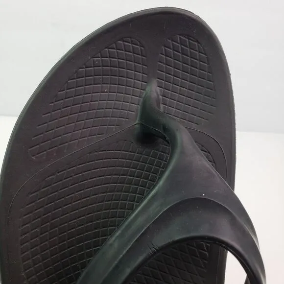 Oofos Oolala Womens Sz 10 Black Slip On Recovery Thong Flip Flops Sandals
