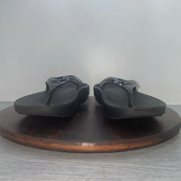Oofos Oolala Flip Flop Recovery Black Thong Sandals Women’s Size 6 Slip Comfort