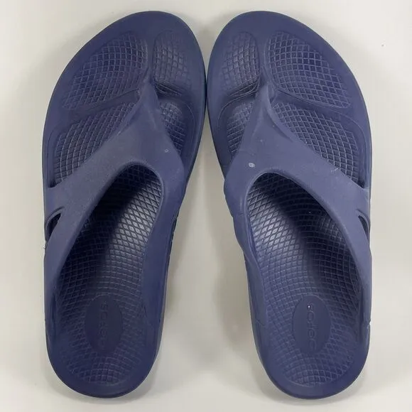 Oofos Ooriginal Flop Flops Mens Size 10 Navy Blue Comfort Recovery Sandals