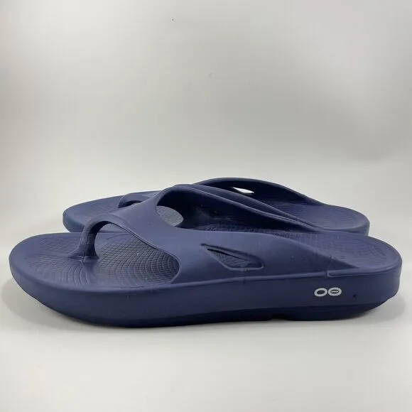 Oofos Ooriginal Flop Flops Mens Size 10 Navy Blue Comfort Recovery Sandals