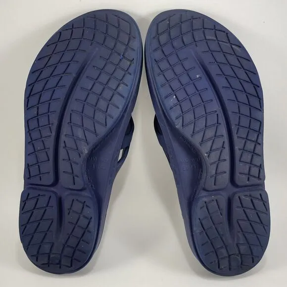 Oofos Ooriginal Flop Flops Mens Size 10 Navy Blue Comfort Recovery Sandals