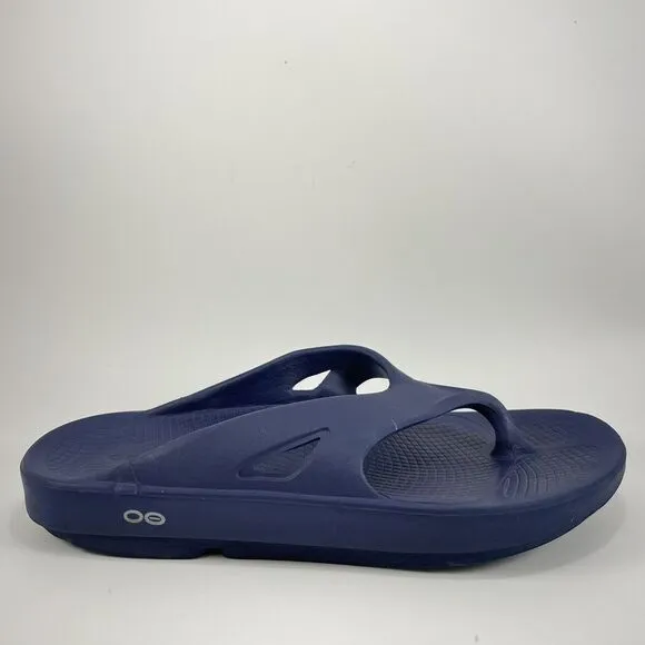 Oofos Ooriginal Flop Flops Mens Size 10 Navy Blue Comfort Recovery Sandals