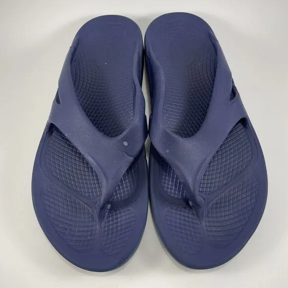 Oofos Ooriginal Flop Flops Mens Size 10 Navy Blue Comfort Recovery Sandals