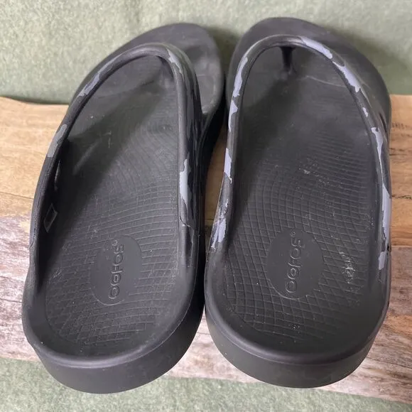 OOFOS Original Sport Recovery Slip-On Flip Flops‎ Sandals Blk Camo Mens 13 Comfy